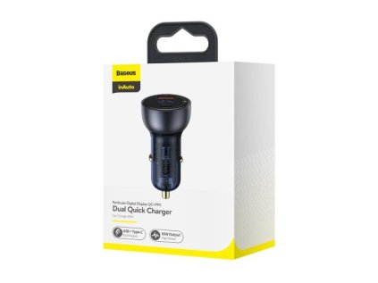 Baseus Car Charger Particular Digital Display C+U, PD 3.0 QC 4.0+, SCP, PPS, 5A, 65W Dark Gray (CCKX-C0G)