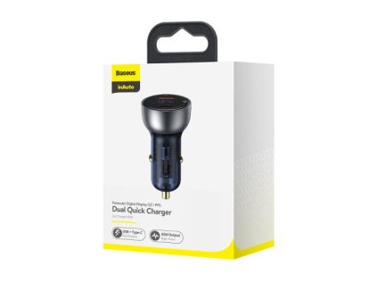 Baseus Car Charger Particular Digital Display C+U, PD 3.0 QC 4.0+, SCP, PPS, 5A, 65W Silver (CCKX-C0A)