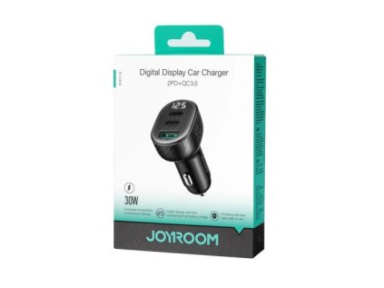 Joyroom Car Charger with Digital Display, C+C+U, 30W, Black (JR-CCD04)