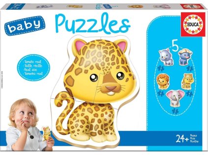 EDUCA Baby puzzle Divoká zvířátka 5v1 (3-5 dílků)