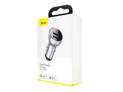 Baseus Car Charger Digital Display Dual USB 4.8A 24W Silver (CCBX-0S)
