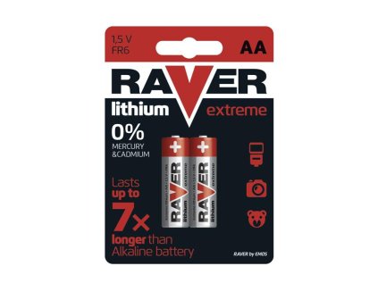 Batérie lítiová AA R6 1,5V RAVER  2ks