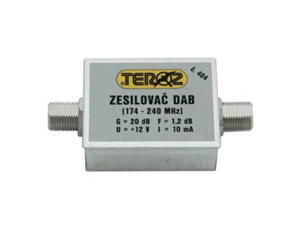 Anténny zosilňovač TEROZ 404X, DAB, G20dB, F1,2dB, U98dBμV, F-F
