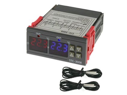 Digitálny termostat duálny STC-3008 rozsah -55~120°C, 230V AC