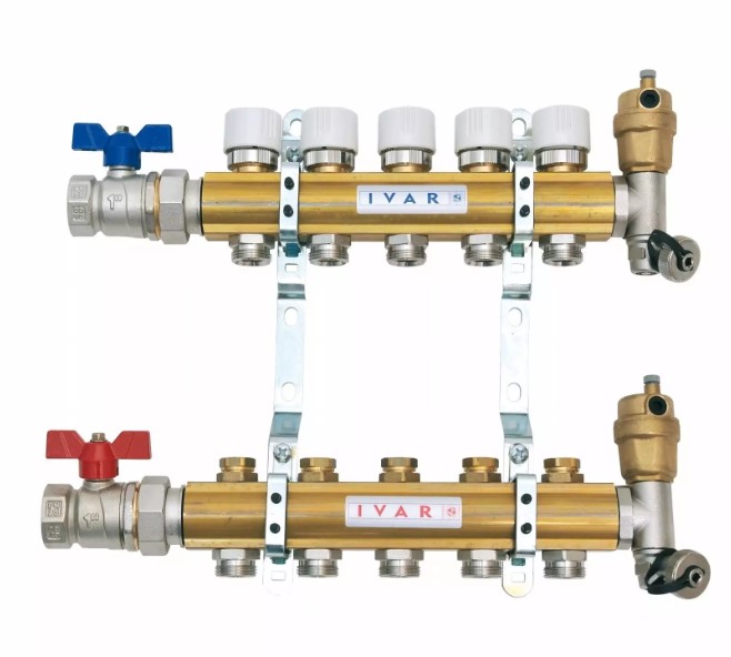 IVAR Zostava rozdeľovač/zberač - bez skrine - 5/4"xEK; 11cestný; mosadz