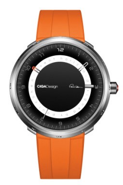 CIGA Design náramkové mechanické hodinky U-Series Black Hole Titanium - oranžový remienok