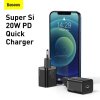 Baseus Travel Charger set Super Si 1C PD Fast charger 20W EU Black (CCSUP-B01)