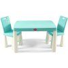 plastovy stolek s zidlemi modro bily 214849