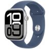 Apple Watch Series 10 GPS 46mm Strieborné hliníkové telo - Denimový športový remienok (S/M) / 140-190 mm