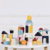 PL135 colourful wooden blocks on table stacked