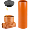 DN 400/160/2500 Straight-Through Inspection Chamber with Non-Return Valve, Plastic Sewer Chamber