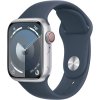 Hodinky Apple Watch Series 9 GPS + Cellular, 45mm Silver Aluminium Case with Storm Blue Sport Band - M/L