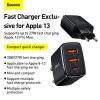 Baseus Travel Charger Compact Quick Charger U+U+C PD3.0, QC 3.0 30W EU Black (CCXJ-E01)