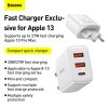 Baseus Travel Charger Compact Quick Charger U+U+C PD3.0, QC 3.0 30W EU White (CCXJ-E02)