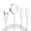 Joyroom Wireless Charger 3-in-1 Qi+Lightning+Lightning cable for iPhone and Apple Watch All Series with USB cable 1.2m, 3.5W, White (S-IW007)