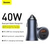 Baseus Car Charger Golden Contactor Pro Dual Quick Charger U+C Power Delivery 3.0 Quick Charge 4, SCP FCP AFC 40W Dark Gray (CCJD-0G)