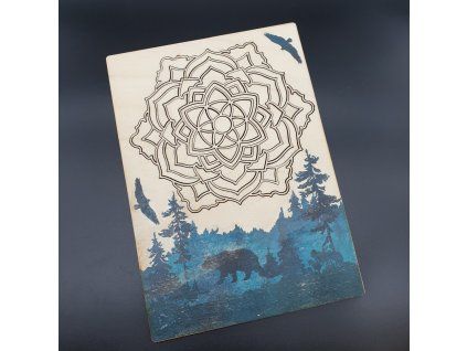 Mandala dřevěná k vybarvení