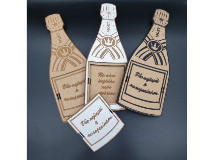 Dárková krabička na peníze šampaňské dřevěná