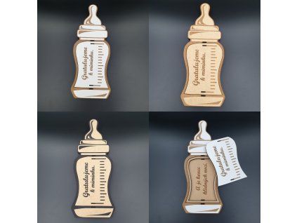 Dárková krabička na peníze Láhev dřevěná
