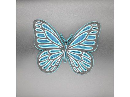 Motýl dřevěná dekorace modrý