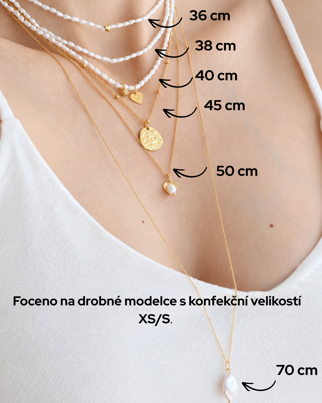 Přehled délek náhrdelníků