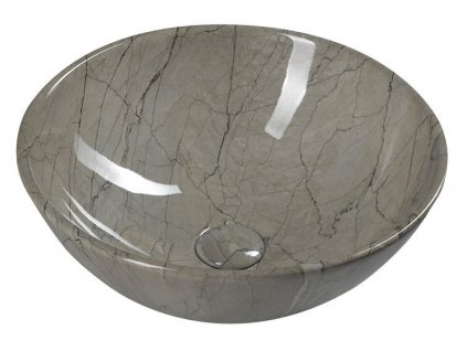 SAPHO KULATÉ KERAMICKÉ UMYVADLO NA DESKU DALMA Ø 42 CM | HNĚDÉ, VZOR GRIGIO