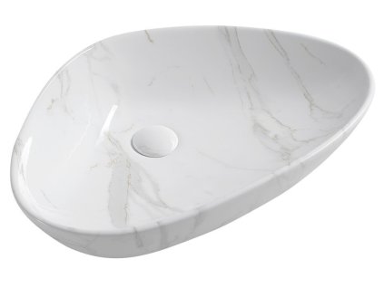SAPHO KERAMICKÉ UMYVADLO NA DESKU DALMA 58,5X39 CM | BÍLÉ, VZOR CARRARA