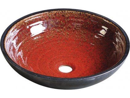 SAPHO KERAMICKÉ UMYVADLO ATTILA - PRŮMĚR 43 CM | ČERVENO-MODRÉ