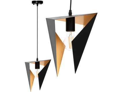 TOOLIGHT TROJÚHELNÍKOVÁ ZÁVĚSNÁ LAMPA TRIANGLE | ČERNOZLATÁ