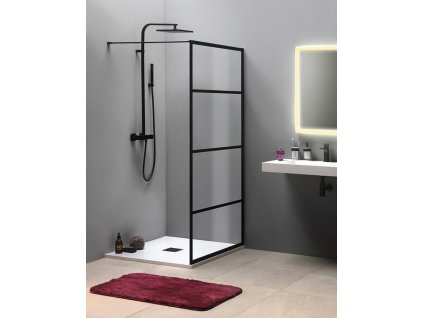 GELCO SPRCHOVÁ ZÁSTĚNA CURE BLACK 90 CM | TRANSPARENTNÍ SKLO
