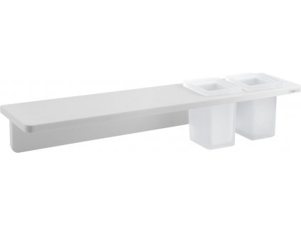SAPHO KOUPELNOVÁ POLICE ABELINE 50 CM +2X SKLENKA | BÍLÁ MATNÁ