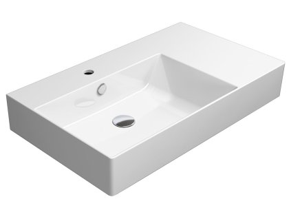 GSI KERAMICKÉ UMYVADLO KUBE X  80X47 CM S ODKLÁDACÍ PLOCHOU | BÍLÉ