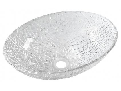 SAPHO SKLENĚNÉ GRAVÍROVANÉ UMYVADLO NA DESKU PURUS - 50X36 CM | TRANSPARENTNÍ