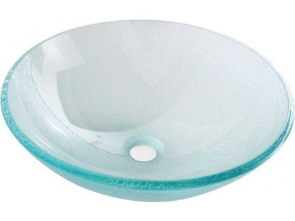 SAPHO SKLENĚNÉ UMYVADLO NA DESKU ICE - Ø 42 CM | TRANSPARENTNÍ S PÍSKOVÁNÍM