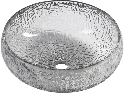 SAPHO SKLENĚNÉ GRAVÍROVANÉ UMYVADLO NA DESKU GAVIOTA - Ø 42CM | ČERNÉ
