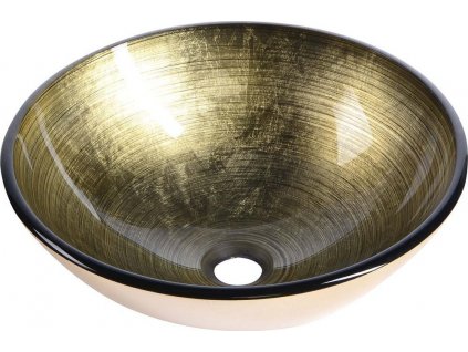 SAPHO SKLENĚNÉ UMYVADLO NA DESKU FIANNA - Ø 42 CM | ZLATÉ