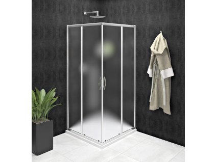GELCO SPRCHOVÝ KOUT ČTVERCOVÝ S ROHOVÝM VSTUPEM 100X100 CM SIGMA SIMPLY | MLÉČNÉ SKLO