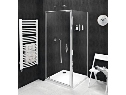 GELCO SPRCHOVÝ KOUT ČTVERCOVÝ S PIVOTOVÝMI DVEŘMI L/P VARIANTA 90X90 CM SIGMA SIMPLY | ČIRÉ SKLO