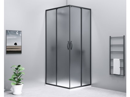 GELCO SPRCHOVÝ KOUT OBDÉLNÍKOVÝ S ROHOVÝM VSTUPEM L/P VARIANTA 90X80 CM SIGMA SIMPLY BLACK | MLÉČNÉ SKLO