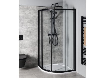 GELCO ČTVRTKRUHOVÝ SPRCHOVÝ KOUT 80X80 CM R550 SIGMA SIMPLY BLACK | ČIRÉ SKLO