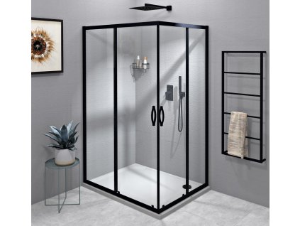 GELCO SPRCHOVÝ KOUT OBDÉLNÍKOVÝ S ROHOVÝM VSTUPEM L/P VARIANTA 120X110 CM SIGMA SIMPLY BLACK | ČIRÉ SKLO