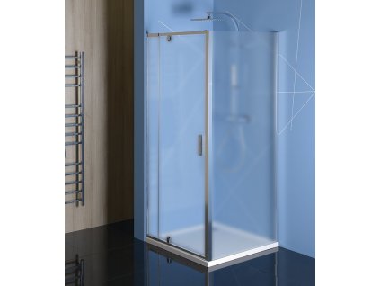 POLYSAN SPRCHOVÝ KOUT OBDÉLNÍK/ČTVEREC S PIVOTOVÝMI DVEŘMI L/P VARIANTA 80-90X80 CM EASY LINE | MLÉČNÉ SKLO
