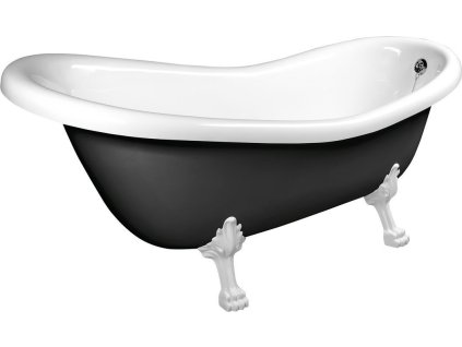 POLYSAN VOLNĚ STOJÍCÍ VANA RETRO 147X69,5X67,5 CM | ČERNO-BÍLÁ S BÍLÝMI NOŽIČKAMI