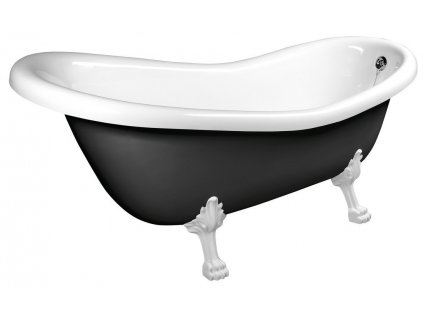 POLYSAN VOLNĚ STOJÍCÍ VANA RETRO 158X76X71 CM | BÍLO-ČERNÁ S BÍLÝMI NOŽIČKAMI