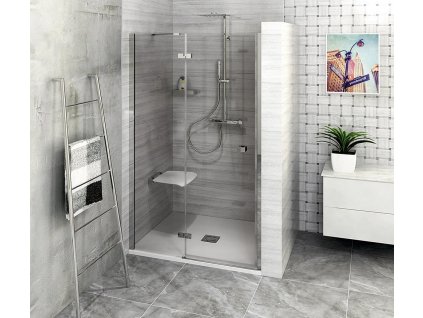 POLYSAN SPRCHOVÉ DVEŘE DO NIKY S LEVÝM OTEVÍRÁNÍM 150 CM, FORTIS LINE | ČIRÉ SKLO