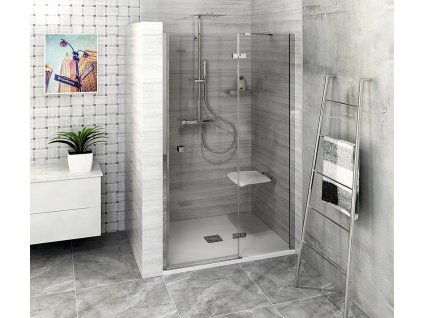 POLYSAN SPRCHOVÉ DVEŘE DO NIKY S PRAVÝM OTEVÍRÁNÍM 150 CM, FORTIS LINE  | ČIRÉ SKLO