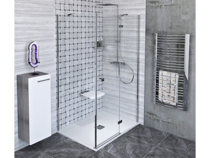 POLYSAN SPRCHOVÝ KOUT OBDÉLNÍKOVÝ S PRAVÝM OTEVÍRÁNÍM 150X80 CM FORTIS LINE | ČIRÉ SKLO