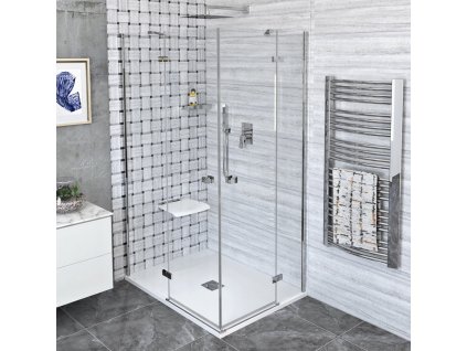 POLYSAN SPRCHOVÝ KOUT OBDÉLNÍKOVÝ S ROHOVÝM VSTUPEM 150X100 CM FORTIS LINE | ČIRÉ SKLO