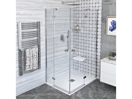 POLYSAN SPRCHOVÝ KOUT OBDÉLNÍKOVÝ S ROHOVÝM VSTUPEM 80X100 CM FORTIS LINE | ČIRÉ SKLO