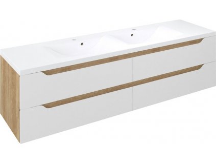 SAPHO KOUPELNOVÁ SKŘÍŇKA POD UMYVADLO WAVE 179,7X50X47,8 CM | BÍLÁ/DUB ALABAMA